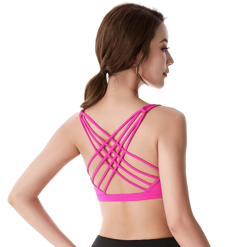 Cross Strap Push Up Sports Bra