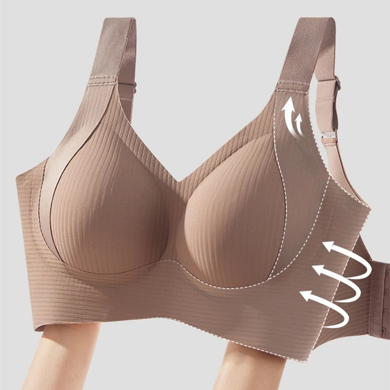 Seamless Pull-Up Bra, Wireless, Anti-Sagging, Large Size Bra