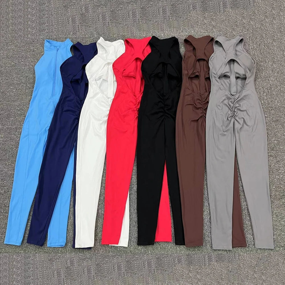 Zipper Tracksuit One-Piece Women's Jumpsuit