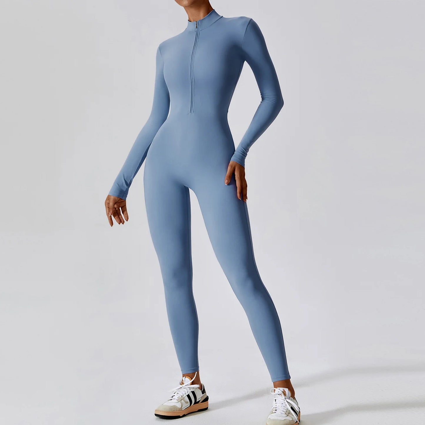 Long-Sleeved Yoga Zipper Jumpsuit