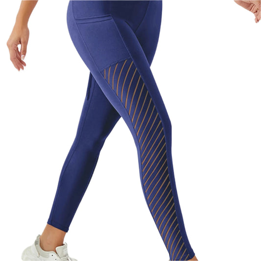 High Waist Side mesh Gym Pants with Pockets