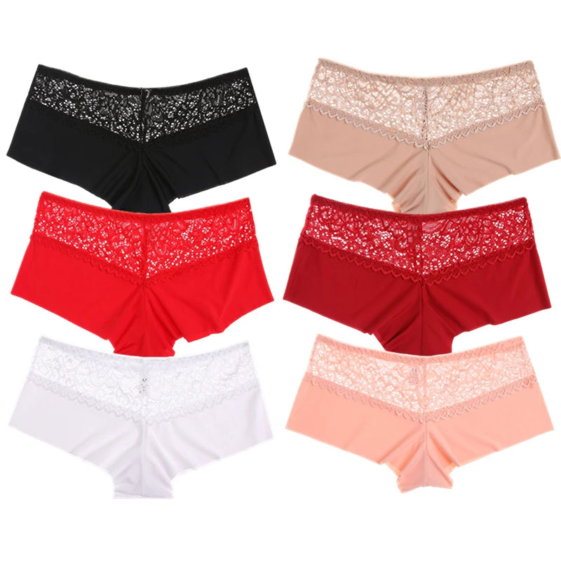 6 Pack Women's Lace & Satin Boxers