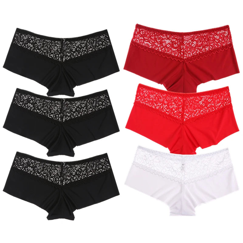 6 Pack Women's Lace & Satin Boxers