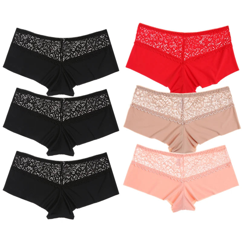 6 Pack Women's Lace & Satin Boxers